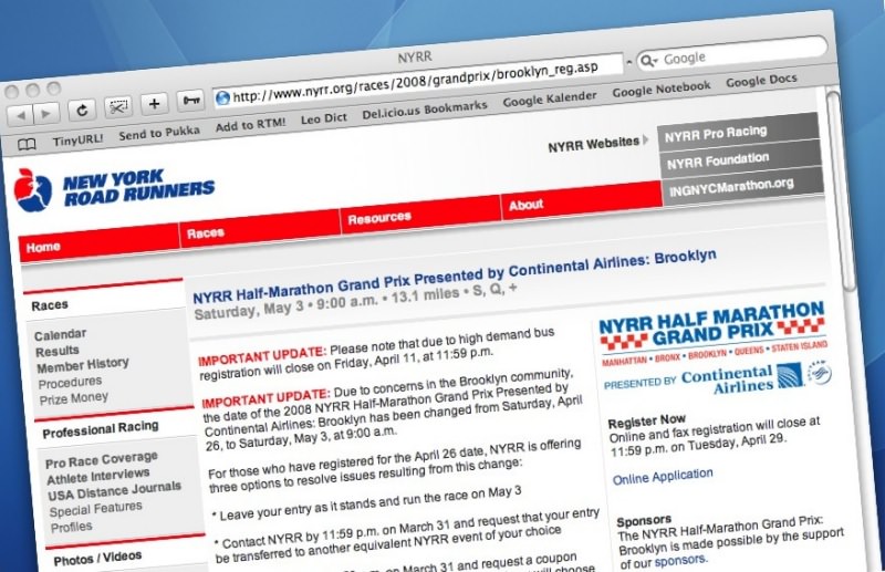 Screenshot NYRR Halbmarathon